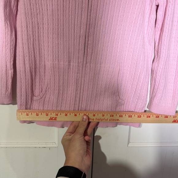 Ralph Lauren Full Zip Cable Knit Sweater Pink and Silver Size Small Mock Neck - Picture 4 of 11